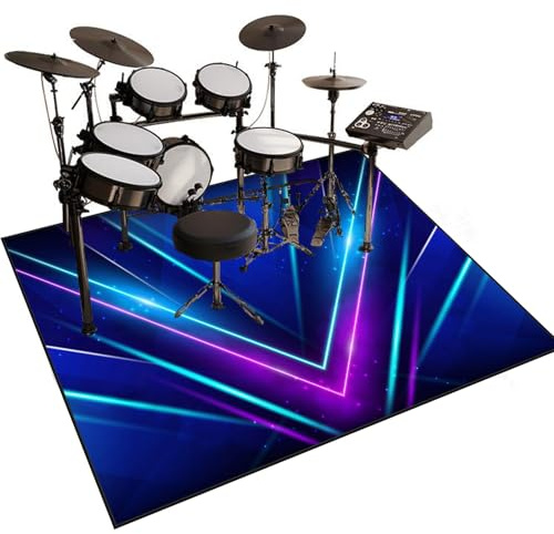 Qesjodfu Drum Rug Non-Slip Soundproof Mat | Rectangle Drum Carpet Bass Drum Snare Drum Floor Mat | Sound-Absorbing Mat for Electronic Drum | Musical Instrument Drum Mats Pad for Drumming 120 x 100 cm