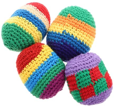 Gogogmee 4 Stück Gestrickte Jonglierbälle Für Kinder Weiche Mehrfarbige Häkel Sackkugeln Leichtes Kinderspielzeug Für Vorschulaktivitäten Drinnen Und Draußen