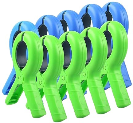 Mollette per Asciugamani da Sdraio da Spiaggia, Set da 10 Pezzi, Antivento e Colorate, Robuste e Resistente, Ideale per Asciugamani da Bagno, Copriletto, Tovaglie, 9,3 cm