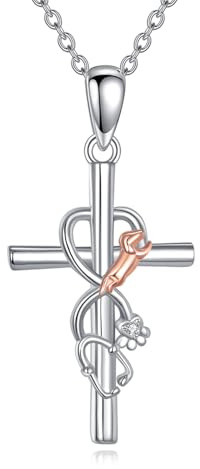 ONEFINITY stetoskop kors kedja 925 sterlingsilver läkare sjuksköterska medicinskt hänge stetoskop smycken gåvor för kvinnor