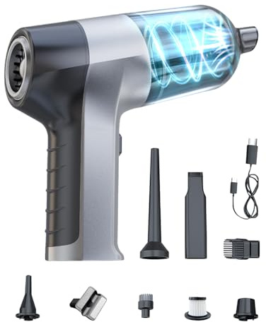 Handstaubsauger, 4-in-1 Mini Akku Staubsauger Kabellos, 15000Pa Autostaubsauger mit 1-Knopf-Selbstentleerung, Bürstenloser Motor Mini Staubsauger für Auto, Küche, Büro, Haus, Camping, Tierhaare