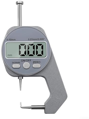 Spessimetro con display digitale da 0 a 10 mm, con 3 tipi di teste di misura, corpo in lega di alluminio, per misurazione di carta e tessuto (gomito)