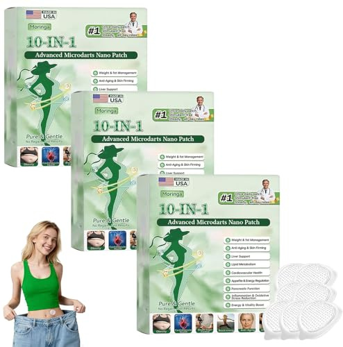 21pcs Moringa Cerotti Dimagranti 10 IN 1, Berberina Cerotti Dimagranti con Microaghi, Ingredienti Naturali, Bruciano Rapidamente i Grassi, Stimolano il Metabolismo, per Uomini e Donne