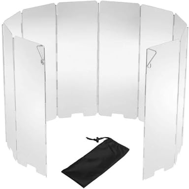 XPJYUA Parabrisas Plegable Estufa de Gas 8 Placas, protección contra el Viento, for Exteriores, Camping, Picnic, Cocina, Quemador, Pantalla a Prueba, aleación Aluminio