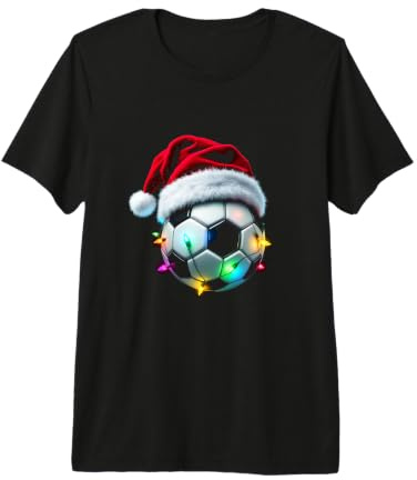 Ballon de Football Festif avec Bonnet de Père Noël et lumières T-Shirt Haut de Gamme