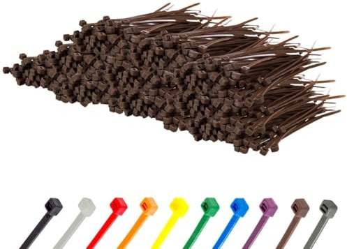Gocableties Kabelbinder Braun 1000 Stück 100 x 2,5 mm UV-beständig | 8,1 kg Zugfestigkeit, kleine Größe, dünn