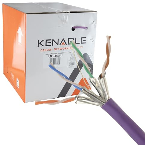 kenable CAT6A Network Cable Reel 305m | U/FTP Shielded 10 Gigabit Ethernet | Solid Copper LSZH Low Smoke | Purple 305m (305 Metre) Drum