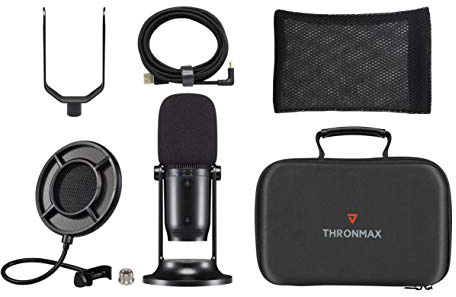 Thronmax Mdrill One Pro (M2P-BKIT) Kondensator Mikrofon SET (Schwarz) für professionelle HD Aufnahmen (96kHz) in Studioqualität beim Podcast / Streamen / Chat / GamePlay / Youtube / etc.
