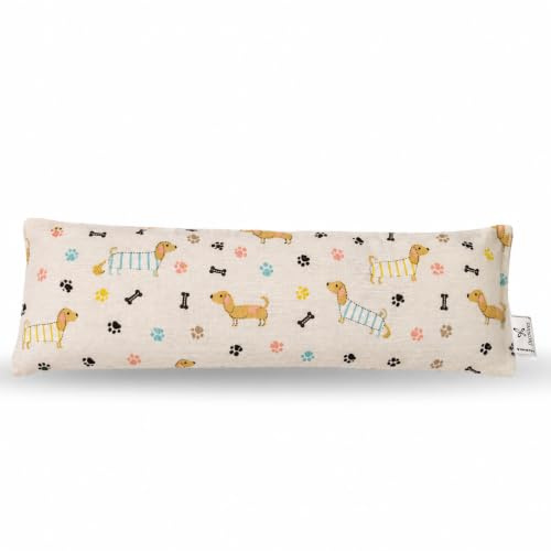 Decolores | Cojín Térmico de Semillas | 15 x 40 cm | Aroma a Lavanda | Efecto Calor y Frío | Apto para Microondas y Congelador | Funda Lavable | Estampado de Perros