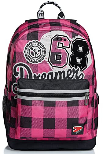 Seven Zaino The Double PRO - Fucsia, Mono Scomparto, Tasca porta borraccia, Per bambine e ragazze, Scuola e tempo libero