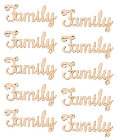 10pcs Letters Wood Slices Family Wood Words Tag Signs for Crafts, Home, Wedding, Christmas, Birthday Decorations