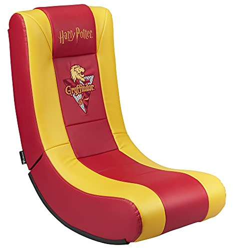 Subsonic – Fauteuil à Bascule Gaming Harry Potter – Rocking Chair Ergonomique sous Licence Officielle - Similicuir Rouge et Jaune avec Broderies - Pouf Gamer de Salon ou Chambre