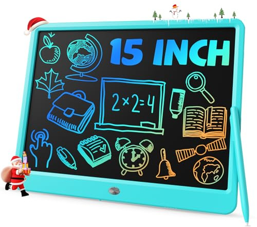 TEKFUN 15 LCD Writing Tablet for Kids, Large Drawing Pad for Boys & Girls, Screen-Free Way to Keep Kids Busy, Reusable Doodle Board for Learning & Travel, Great Christmas Gift Idea(15in Blue)