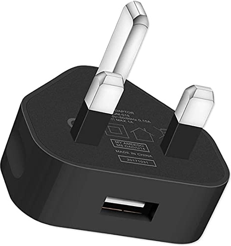 TECHNOPLAY UK 3-Pin Plug Mains Charger Adapter – 1AMP 1000mAh Fast Speed Travel USB Wall Charger Compatible with iPhones, iPad, iPod, Samsung Galaxy Tab, Huawei, Tablets, and Other USB Devices