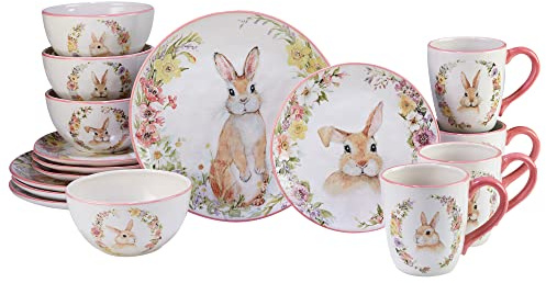 Certified International Easter Garden Geschirr-Set, 16-teilig, Service für 4 Personen, mehrfarbig