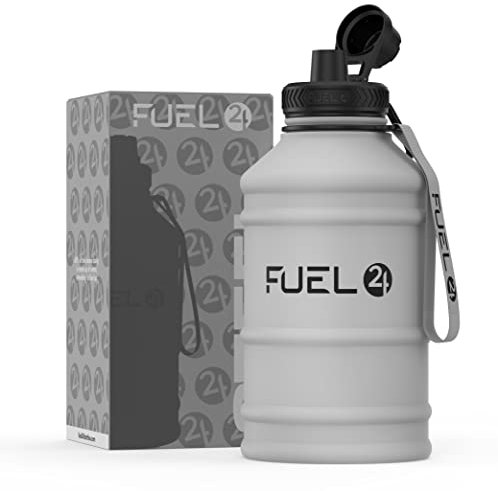 Fuel24 Extra Stark Edelstahl Trinkflasche - 1.3L & 2.2L, Auslaufsicher & BPA-Frei - Robuste Fitnessstudio & Sport Wasserkrug für Erwachsene