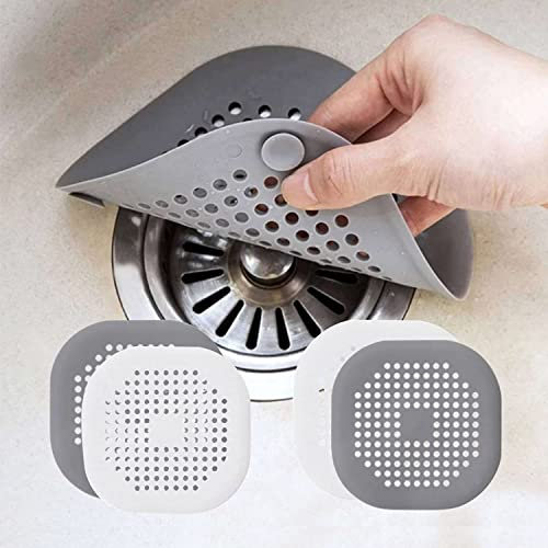Filtre de vidange, couvercle de vidange de douche carré de 4 pièces, protecteur de vidange en silicone avec ventouse, filtre à évier, filtre à plancher en silicone, couvercle de vidange de baignoire