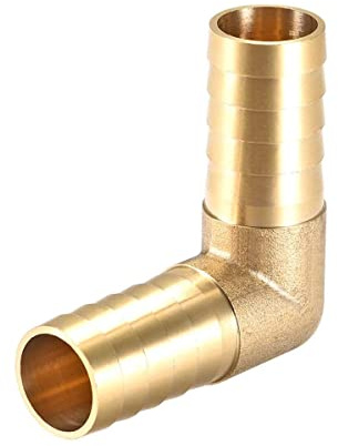 TOP-VIGOR 1 Stück 19 mm Widerhaken Messing 90 Grad Winkelrohrverbinder Kupplung Schlauchverschraubung für Luft Wasser Öl