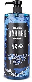 BARBER MARMARA Rasiergel Männer No.76 - Herren Rasiergel transparent 1000ml - Shaving Gel Men - präzise Rasur der Bartkonturen - Schäumt nicht - Kühlt die Haut - mit Pumpenspender - bartpflege