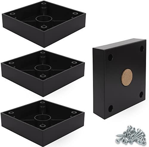 F!XBL Möbelfüße Möbelbeine 2,5 cm hoch mit Filzgleiter Modell Cuba Grande Möbelfüße Schwarz Eckig 4er Set