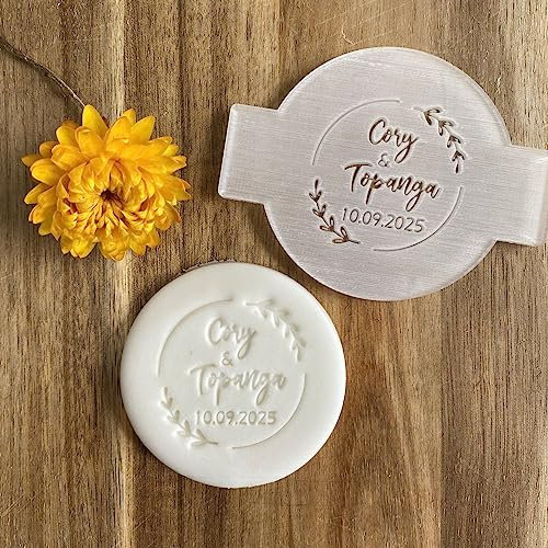 Wedding Name and Date Fondant Embosser, Custom Cookie Biscuit Stamp, Icing Stencil, Cake Decorating, Personalised Cupcake Decoration
