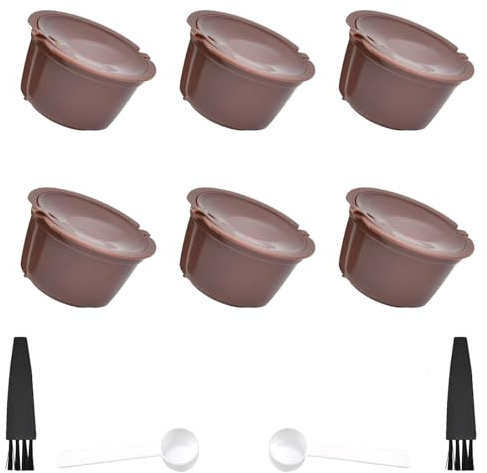 HZZXCH Reusable Coffee Pods, 6 Pieces, for Dolce Gusto, Brown