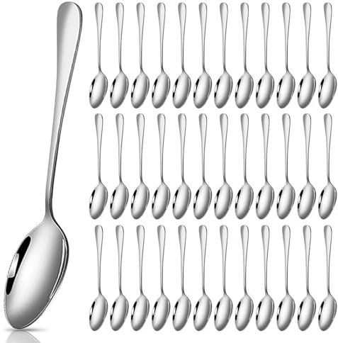 36 Stück Teelöffel, Kaffeelöffel Edelstahl, Latte Macchiato Löffel, Espressolöffel, Eislöffel, Esslöffel, Suppenlöffel, Müslilöffel, Kinderlöffel, Dessertlöffel, Ideal für Zuhause, Restaurant, Party