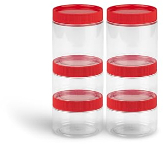 TOX Runddosen Sortiment 250/500 ml, PET, 6 Stk. | Mix mit Schraubverschluss, 4x 250 ml und 2x 500 ml für Werkstatt, Büro und Hobby, 094900907