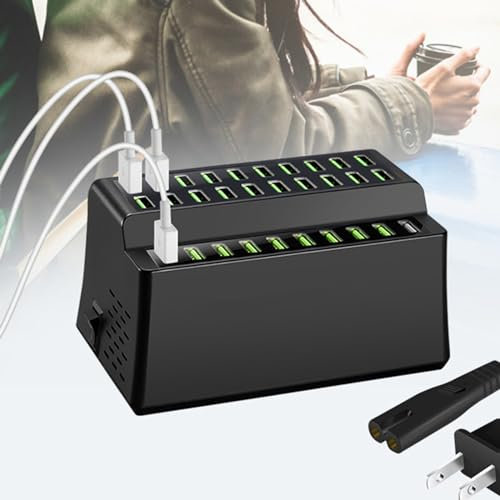 180W USB Multi Charger, USB Charging Station 60 Multi Port USB Charger Hub, compatible with iOS Android Phone and Multiple Devices