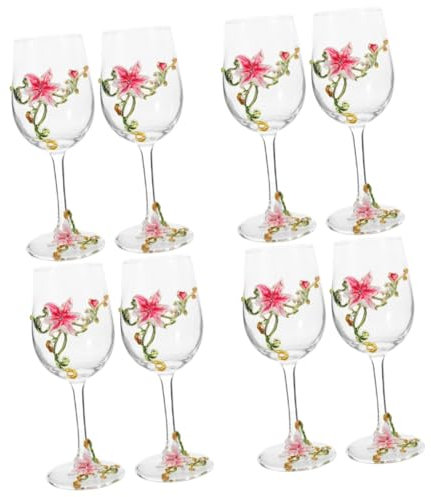 Cabilock 4 Juegos Copas De Champán De Alta Taza De Leche Taza De Agua De La Novedad Anteojos Copas De Martini De Flores Vidrio De Pie Alto Contenedor De Vino Rosa 2 Piezas * 4