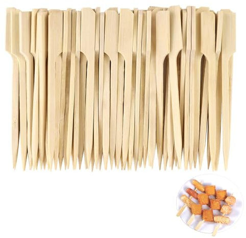 200 pinchos de bambú de palo, palitos planos para hamburguesas, pinchos para niños, palillos de frutas de madera, palitos de cóctel, brochetas Satay, brochetas para barbacoas, brochetas para bufés y