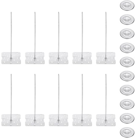 PATIKIL Pines Aislantes Perforados de 70mm con Arandela Redonda, 50 Unidades - Tacos para Clavos Aislantes de 2in para Fijar Paneles de Espuma en Paredes o Techos