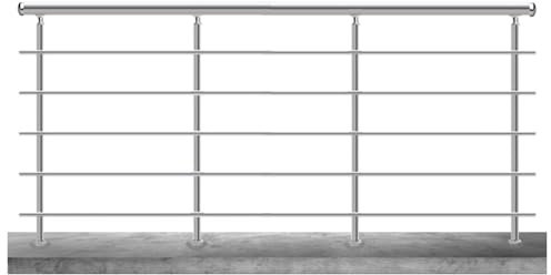 BALUSTRONE - Garde-corps aluminium 3m pose à visser au sol, PRAGUE 5 lisses, en kit complet