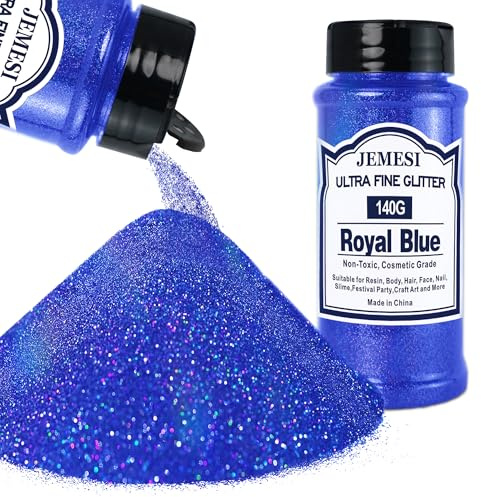 Holographisches Chunky Glitter, Königsblau140g, ultrafeiner Glitzer für Epoxidharz, DIY-Basteln, Glasmalerei, Kerzenherstellung, Nagelpuder, Körperglitzer usw.