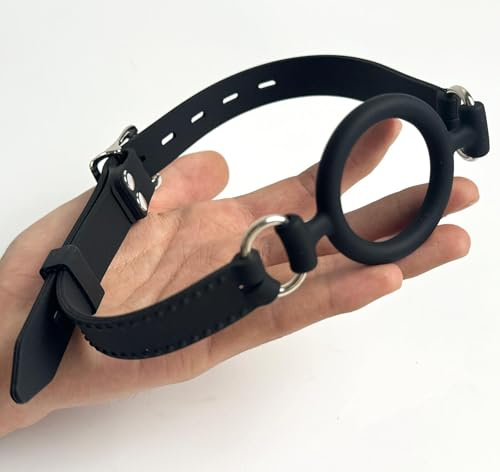Schwarz Silikon Mundknebel O Ringform Ø 4cm Softe Einstellbar belt | YILUQIFLY Mundfessel Mundsperre Restraint BDSM Frauen Männer Erwachsene SUBS Rollenspiel mouth gag Fetisch Sexspielzeug