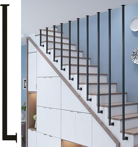 JYHHGDS Treppengeländersystem – Metallbaluster mit quadratischen Pfosten für Dachbodensicherheit, Flurtrennwände und Moderne Wohnkultur, Absturzsicherung für Foyers (Schwarz, H-180 cm (5,9 Fuß))