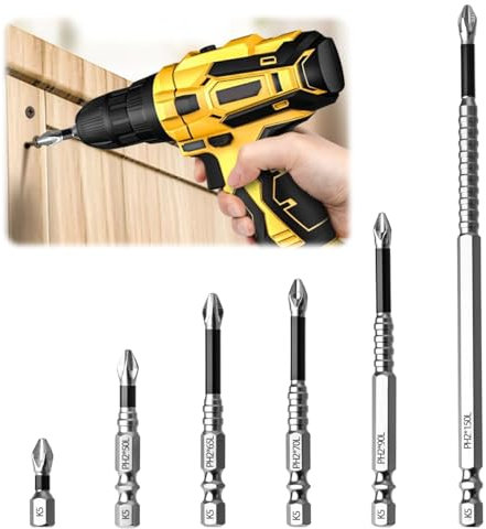 High Magnetic Screwdriver Drill Bit Set Strong Durability 1/4 inch Hex Shank Anti-Slip Impact Kit Electric Screwdriver Set Precision PH2 Hex Head 25 50 65 70 75 90 100 120 150mm