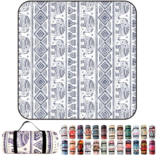 QIAQ 300 x 300 cm Picknickdecke, unten wasserdicht, Strand-Picknickmatte, extra groß, Bohemian, faltbar, maschinenwaschbar, für Outdoor, Picknick, Garten, Strand, Camping
