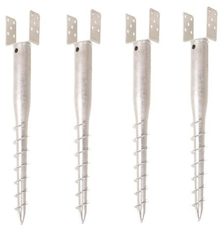 Aqbau® Lot de 4 supports de poteau U 80 mm à visser, douille de sol à visser, douille à enfoncer, douilles de sol à enfoncer, douille de sol à visser, ancre de sol, pieu de terre, ancre de poteau