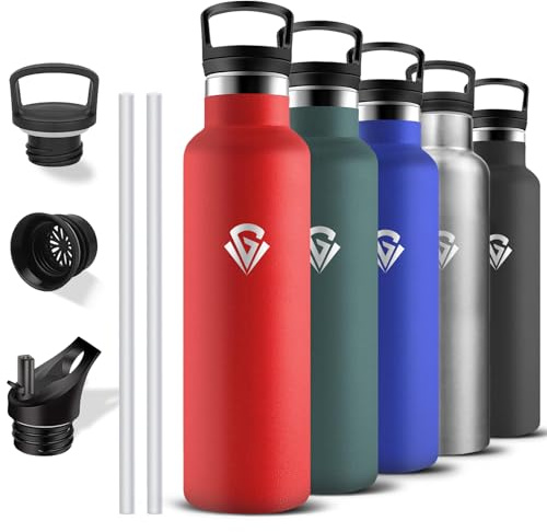 Grsta Botella Agua Acero Inoxidable- 1 litro- Botella Agua, A Prueba de Fugas, Cantimplora Gym, Termo sin Bpa, Mantiene 24H Frio/12H Calor, Cantimplora para Deportiva, Cámping, Senderismo, Gimnasio