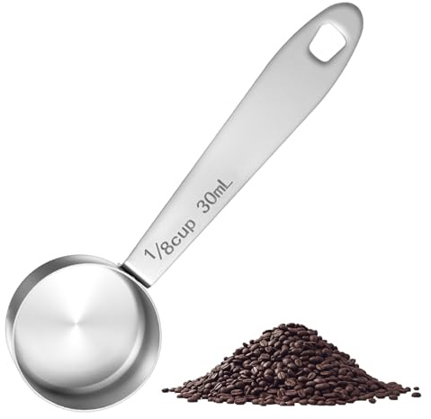 Nogeqi 2 Tablespoon Measuring Spoon Coffee Scoop, Stainless Steel Coffee Spoon, Long Handle 1/8 Cup Scoops Large Capacity (30ml)