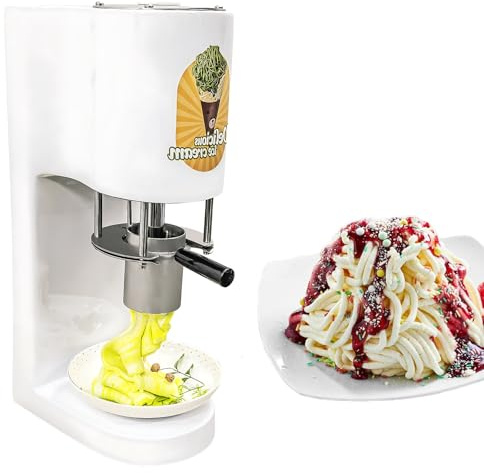 Eismaschine, Softeismaschine, Spaghetti-Eispresse, 30 X 20 X 57 cm, Edelstahl, 4 Formen, Einfach Zu Bedienen, Für Eisdielen Und Dessertläden,White
