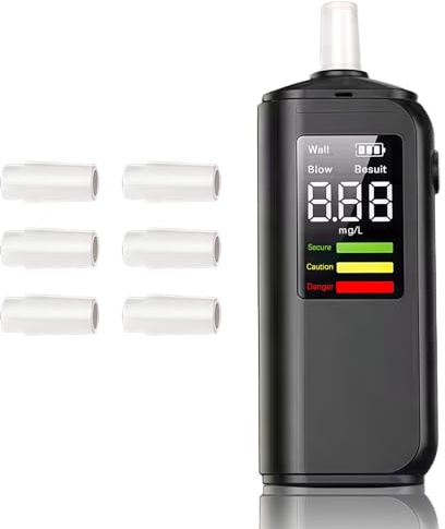 woeaozy Ethylotest - Ethylotest Electronique avec 6 Embouchures, Alcotest Numerique, ethylometre mesures de Haute précision, pour Tests personnels domestiques, AT02 (‎AT02-0731)