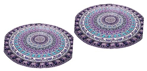 UKCOCO 2 Pezzi Coperta Rotonda Da Spiaggia Coperta Da Spiaggia Mandala Viola,porpora Colore Casuale