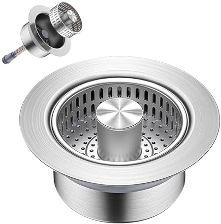 Zyiphor Tapon Fregadero Cocina 3 en 1, Colador de Fregadero Acero Inoxidable 304, Filtro AntiOlores, Protectores Ideales para Desagües Estándar (70mm)