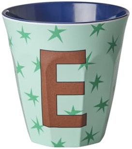 Rice Melmain - Tazza in melamina, a forma di stella, con lettera E, senza BPA, 250 ml