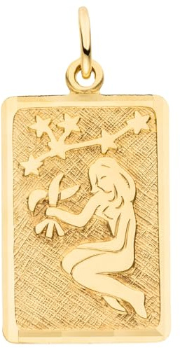 Jobo Unisex-Anhänger Sternzeichen Jungfrau eckig mit Sternbild aus 8 Karat 333 Gold 20 mm