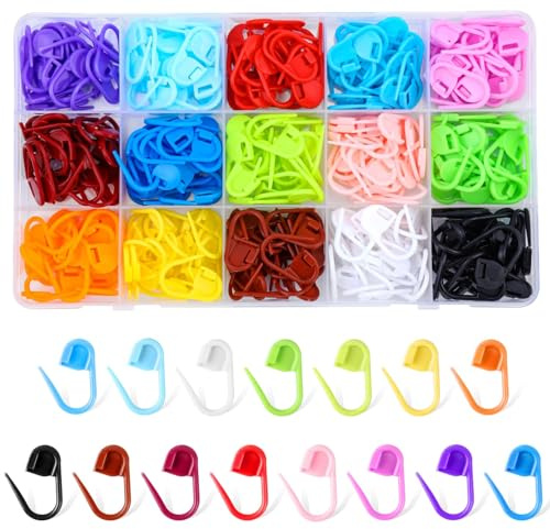 JYSNOW 300 Piezas Marcadores Crochet, Set de Ganchillos y Agujas de Crochet Ergonómicos, para Ganchillo, Proyectos de Bricolaje, 10 Colores con 1 Caja de Almacenamiento