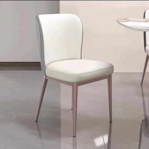 Moderna Matstolar I Läder Klädda Sidostolar Med Böjd Rygg Receptionens Accentstol För Kontor, Vardagsrum, Kök, Sovrum(Beige B,Purple legs)