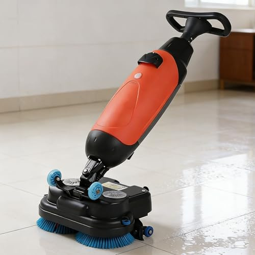 Drmoxin Macchina Multifunzione per Lavaggio E Lucidatura Pavimenti, Lavasciuga Professionale Compatta, A Spinta, Rotazione a 360°, Semovente, per Una Pulizia Efficiente Red